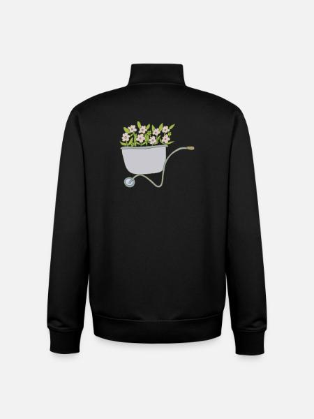 Wheelbarrows Flowers - Unisex Organic Zip Sweatshirt by Stanley/Stella - black