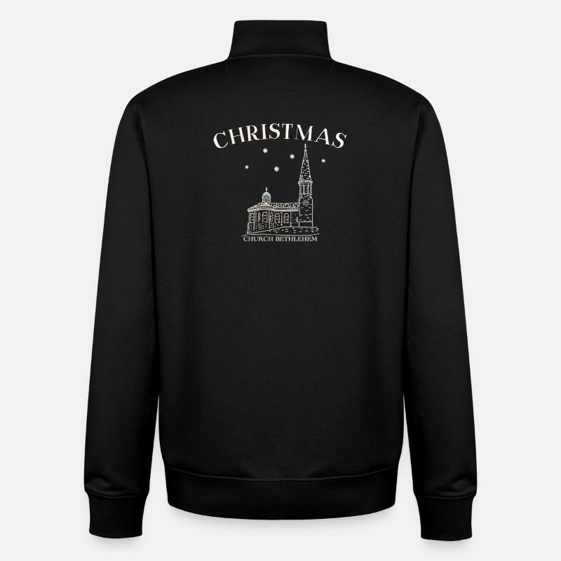 Weihnachtskirche Bethlehem Zeichnung - Unisex Organic Zip Sweatshirt von Stanley/Stella - Schwarz