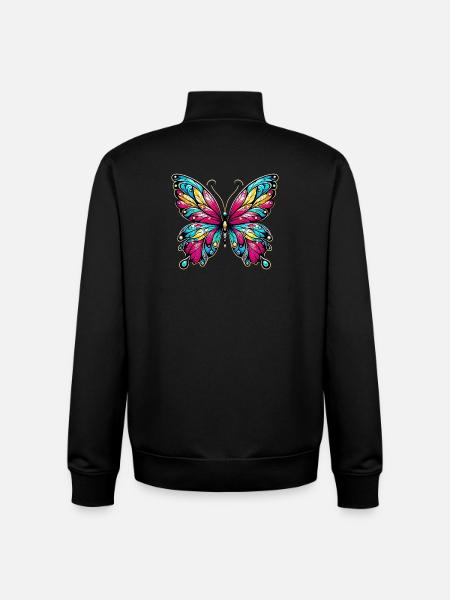 Papillon - Sweat zippé unisexe en coton bio Stanley/Stella - noir