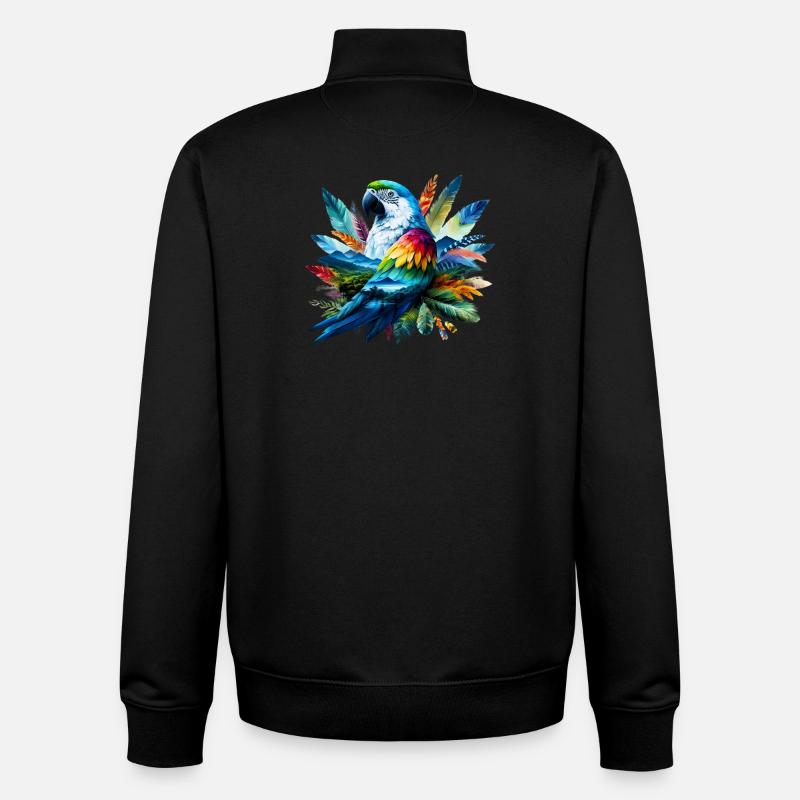 Perroquet - Sweat zippé unisexe en coton bio Stanley/Stella - noir