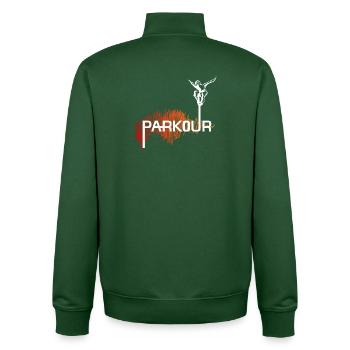 Parkour Ninja - color-white - Unisex Organic Zip Sweatshirt von Stanley/Stella - Flaschengrün - Hinten - AI Model Male 185 dark (185cm)