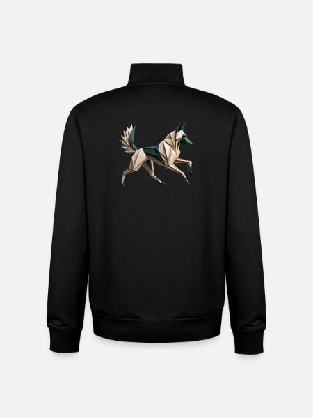 3D Geometric Origami Malinois Dog - Unisex Organic Zip Sweatshirt by Stanley/Stella - black