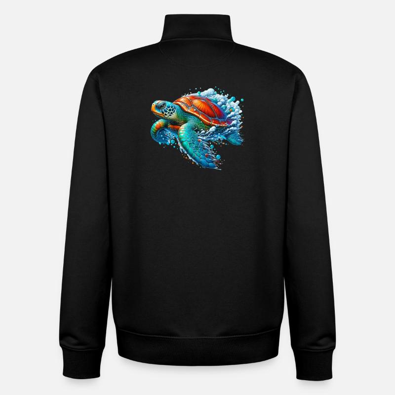 Tortue - Sweat zippé unisexe en coton bio Stanley/Stella - noir