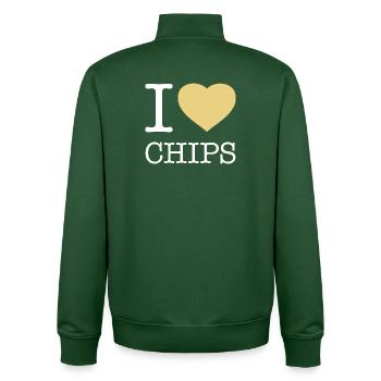 I LOVE CHIPS - Unisex Organic Zip Sweatshirt by Stanley/Stella - bottle green - Back - AI Model Male 185 dark (185cm)