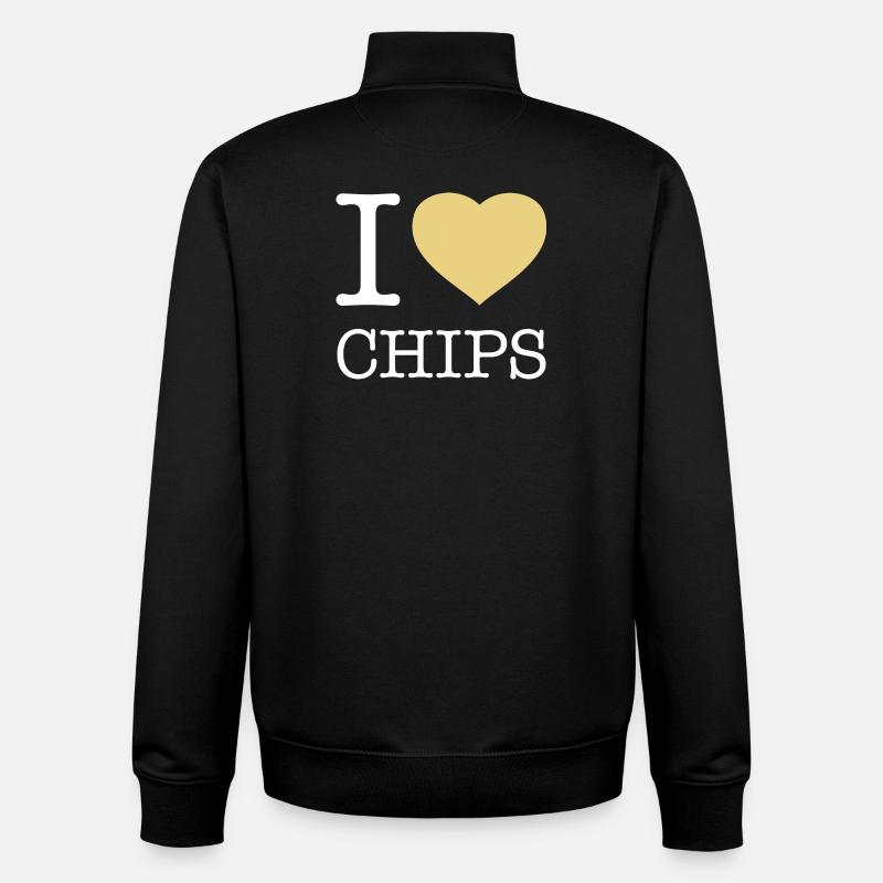 I LOVE CHIPS - Unisex Organic Zip Sweatshirt by Stanley/Stella - black