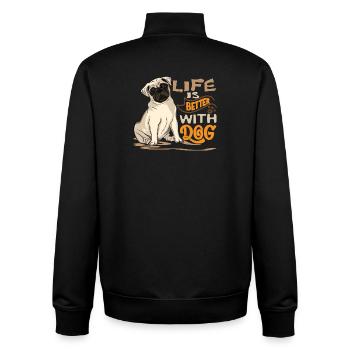 Das Leben ist schöner mit einem Hund - Unisex Organic Zip Sweatshirt von Stanley/Stella - Schwarz - Hinten - AI Model Male 185 light (185cm)