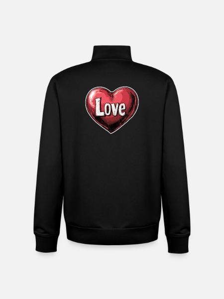 Heart of Love Illustration - Unisex Organic Zip Sweatshirt by Stanley/Stella - black