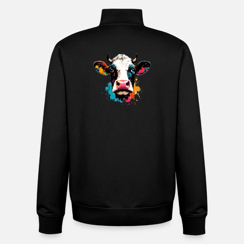 Vache - Sweat zippé unisexe en coton bio Stanley/Stella - noir