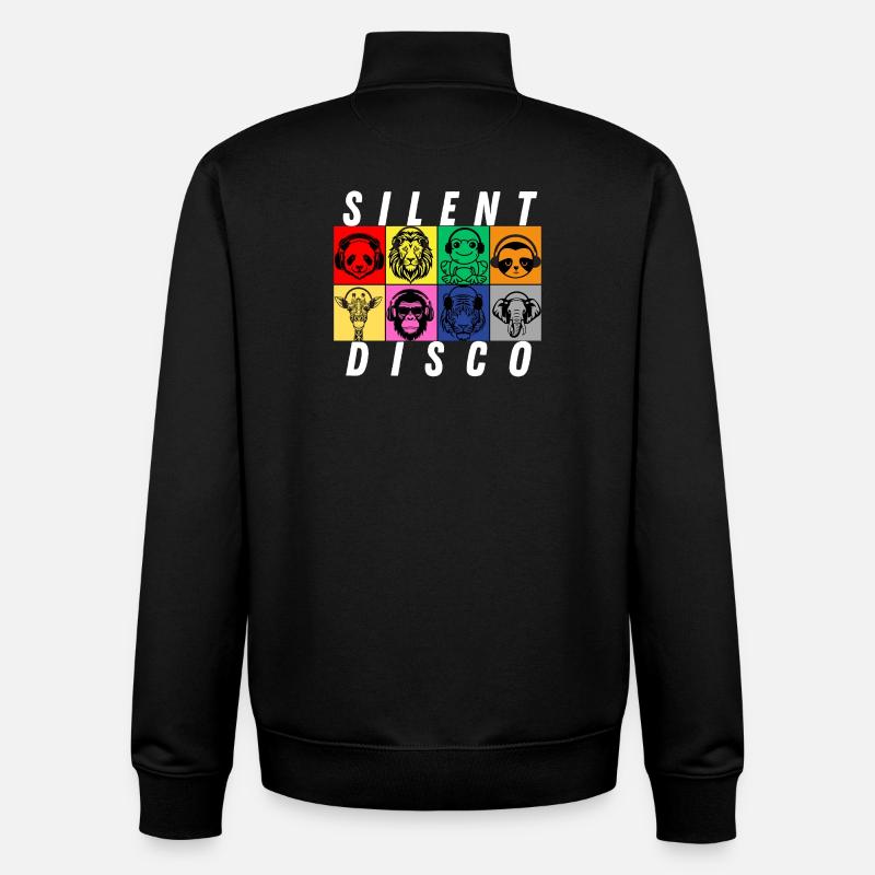 Discothèque silencieuse - Sweat zippé unisexe en coton bio Stanley/Stella - noir