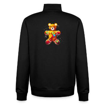 Ours en pain d’épice sucré – Design festif de Noël - Sweat zippé unisexe en coton bio Stanley/Stella - noir - Dos - AI Model Male 185 light (185cm)