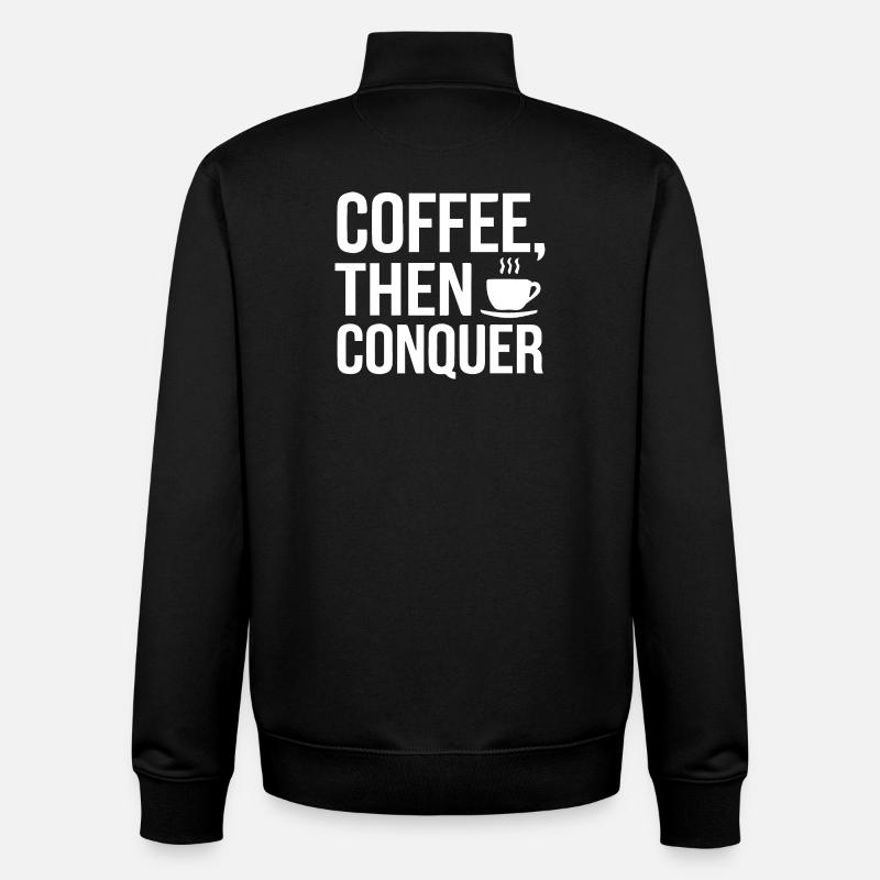 Café, puis conquérir - Sweat zippé unisexe en coton bio Stanley/Stella - noir