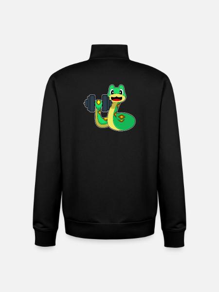 Snake Bodybuilder Dumbbell Bodybuilding - Unisex Organic Zip Sweatshirt by Stanley/Stella - black