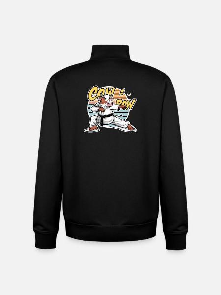 Vache Karaté Dojo Rétro - Sweat zippé unisexe en coton bio Stanley/Stella - noir
