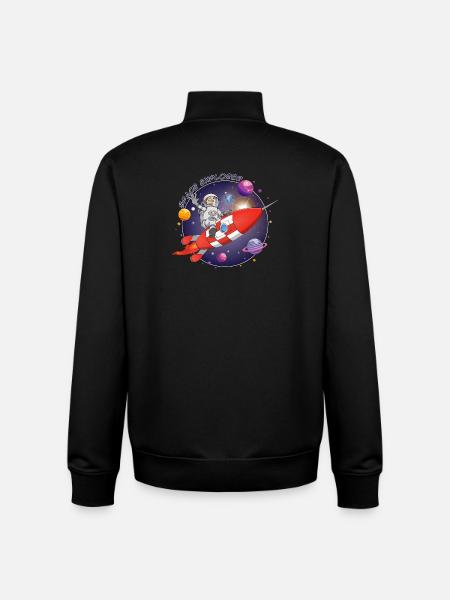 The astronaut and the red rocket in space - Unisex Organic Zip Sweatshirt by Stanley/Stella - black