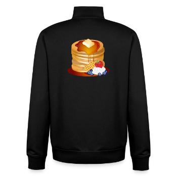 Pancakes Motiv mit Butterflocke und Ahornsirup - Unisex Organic Zip Sweatshirt von Stanley/Stella - Schwarz - Hinten - AI Model Male 185 light (185cm)