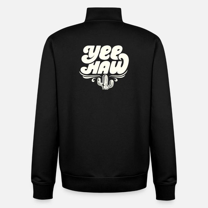 YEE HAW Rodéo de cow-boy - Sweat zippé unisexe en coton bio Stanley/Stella - noir