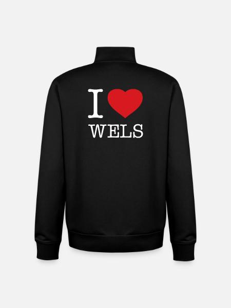 I Love Wels - Unisex Organic Zip Sweatshirt by Stanley/Stella - black