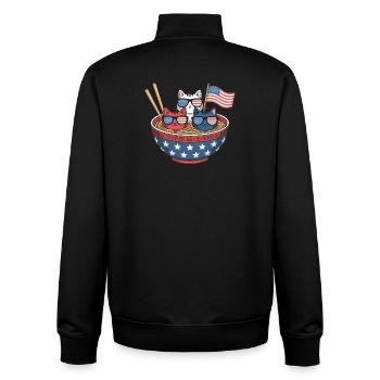  Ramen Cat Noodles Cute Independence Day 4th of - Unisex Organic Zip Sweatshirt von Stanley/Stella - Schwarz - Hinten - AI Model Male 185 light (185cm)