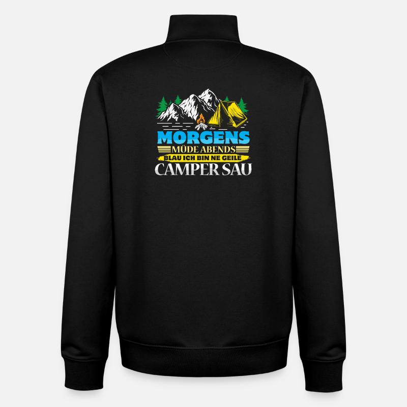 Camper Camping Wohnwagen Spruch - Unisex Organic Zip Sweatshirt von Stanley/Stella - Schwarz