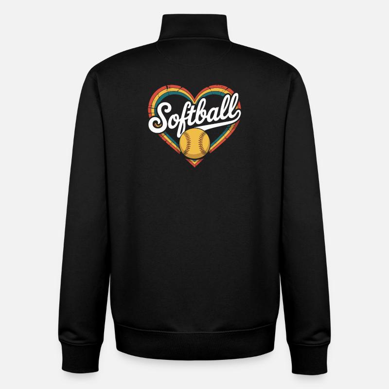 Softball du cœur - Sweat zippé unisexe en coton bio Stanley/Stella - noir