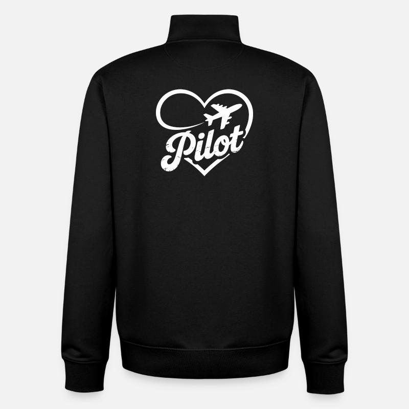 Pilot Herz Flugzeug Flugschein - Unisex Organic Zip Sweatshirt von Stanley/Stella - Schwarz