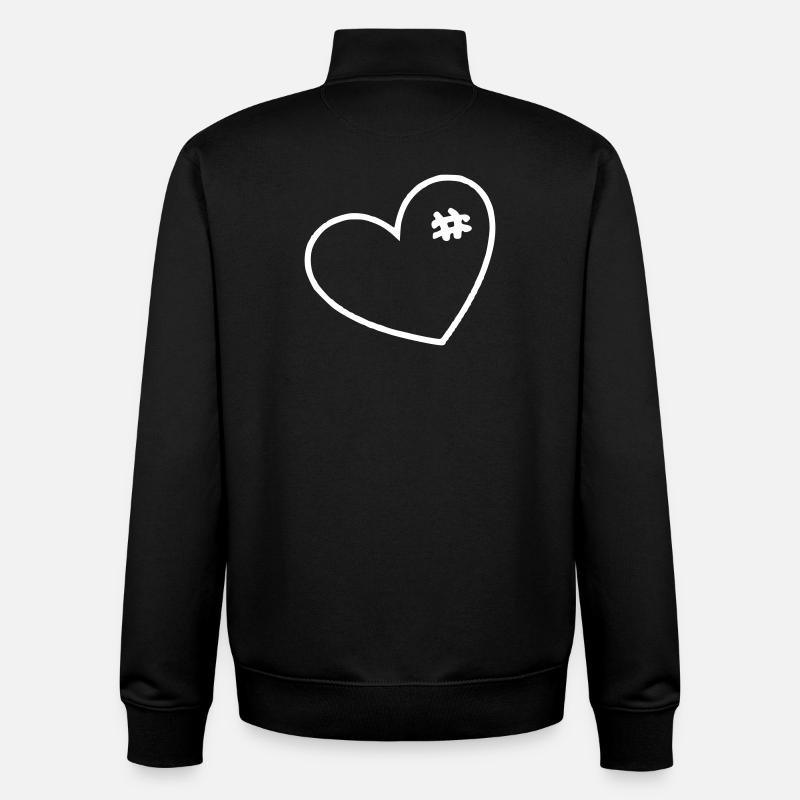 Weißes Herz mit Nähten - Unisex Organic Zip Sweatshirt von Stanley/Stella - Schwarz