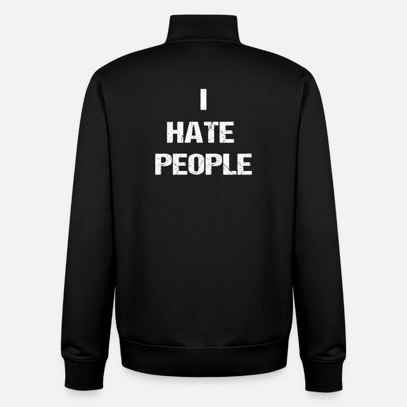 I Hate People  - Unisex Organic Zip Sweatshirt von Stanley/Stella - Schwarz