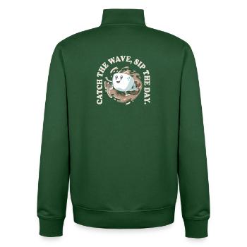 Attrapez la vague Sirotez la journée – Tendance café rétro - Sweat zippé unisexe en coton bio Stanley/Stella - vert bouteille - Dos - AI Model Male 185 dark (185cm)