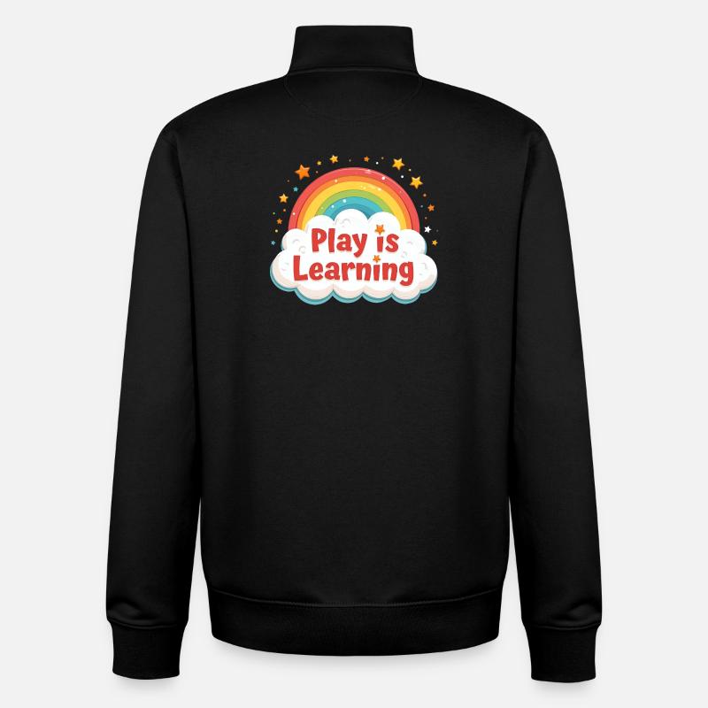 Playing is learning, preschool, preschool, kindergarten - Unisex Organic Zip Sweatshirt by Stanley/Stella - black