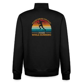 Running Ignore The Faces I Make Marathon Runner - Unisex Organic Zip Sweatshirt by Stanley/Stella - black - Back - AI Model Male 185 light (185cm)