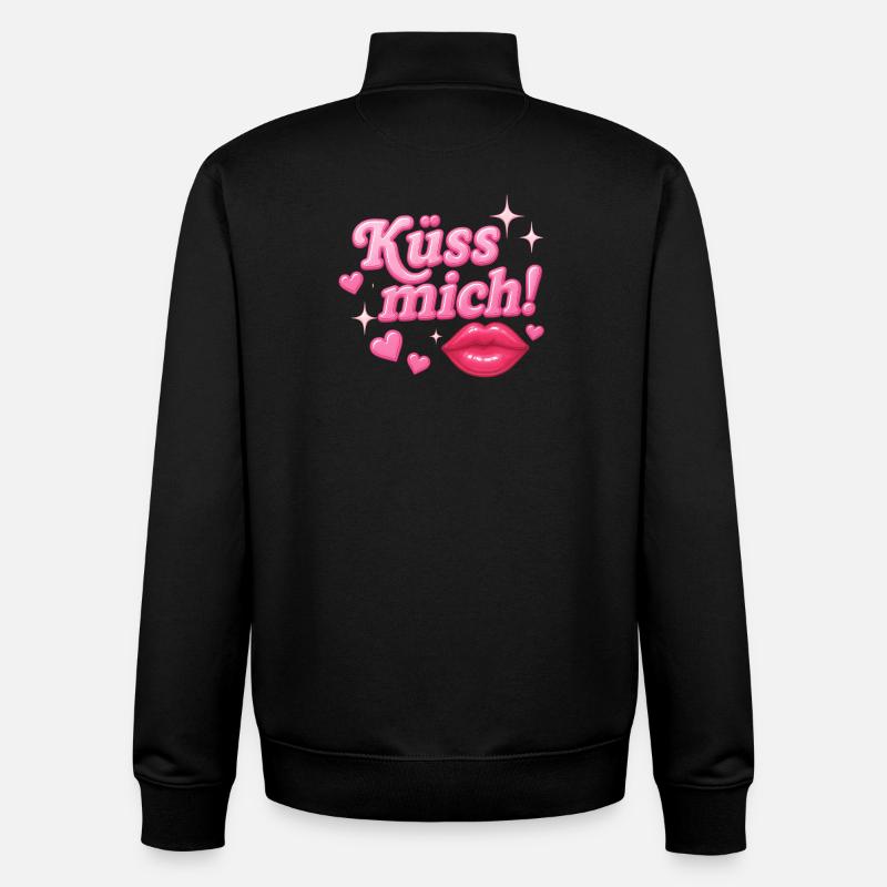 Embrasse-moi! / Conception Y2K - Sweat zippé unisexe en coton bio Stanley/Stella - noir