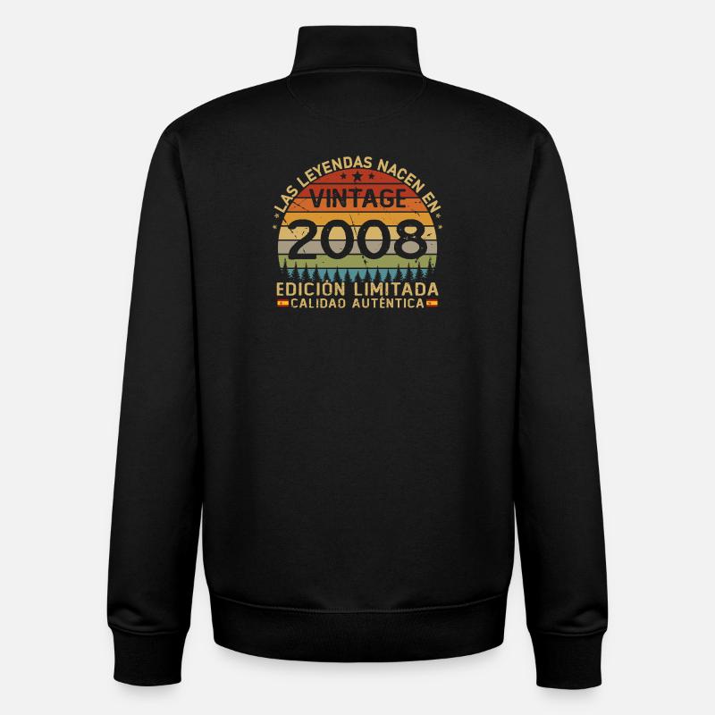 Né en 2008, 18 ans d’anniversaire - Sweat zippé unisexe en coton bio Stanley/Stella - noir