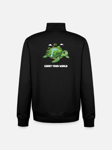 Island turtle with waterfall - Unisex Organic Zip Sweatshirt by Stanley/Stella - black