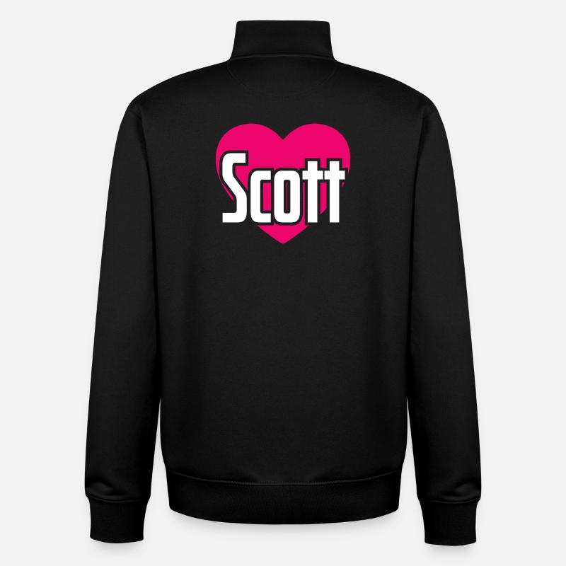 J’aime Scott Pink Heart J’aime Scott - Sweat zippé unisexe en coton bio Stanley/Stella - noir