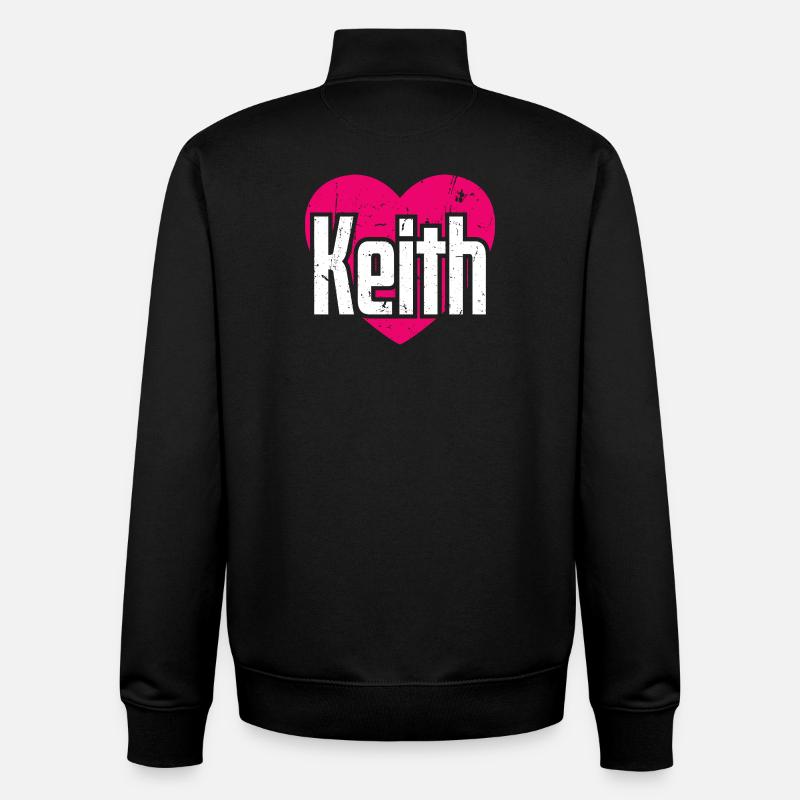 J’aime Keith Pink Heart J’aime Keith - Sweat zippé unisexe en coton bio Stanley/Stella - noir