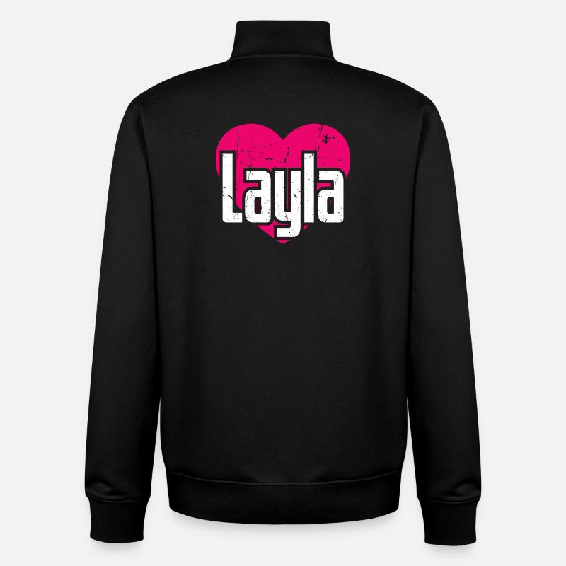 J’aime Layla Cœur Rose J’aime Layla - Sweat zippé unisexe en coton bio Stanley/Stella - noir