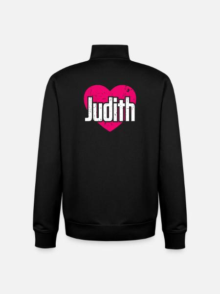 J’aime Judith Coeur rose J’aime Judith - Sweat zippé unisexe en coton bio Stanley/Stella - noir