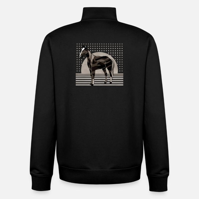 Cheval - Sweat zippé unisexe en coton bio Stanley/Stella - noir