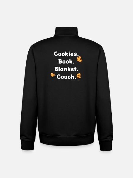 Cookies. Book. Blanket. Couch - Unisex Organic Zip Sweatshirt by Stanley/Stella - black