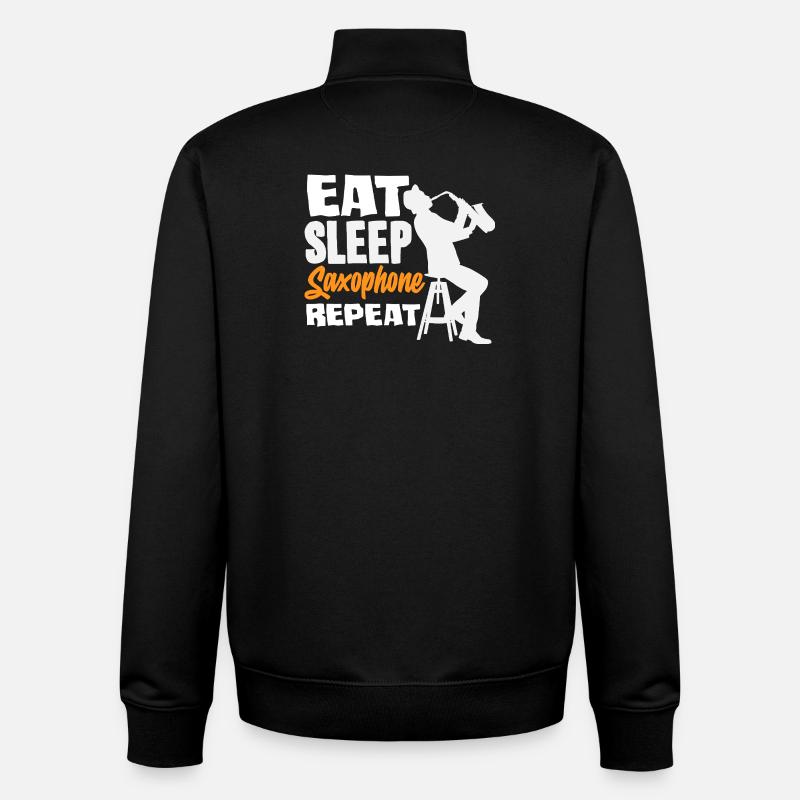 Saxophone Eat Sleep Répétition Saxophoniste - Sweat zippé unisexe en coton bio Stanley/Stella - noir