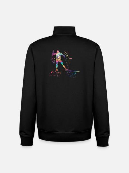 Ski de fond Ski de fond - Sweat zippé unisexe en coton bio Stanley/Stella - noir