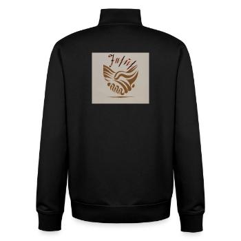 Poignée de main abstraite La paix agite Jésus - Sweat zippé unisexe en coton bio Stanley/Stella - noir - Dos - AI Model Male 185 light (185cm)