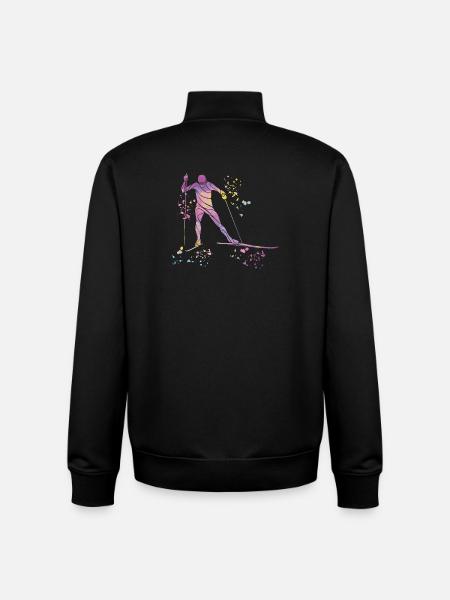 Ski de fond Ski de fond - Sweat zippé unisexe en coton bio Stanley/Stella - noir