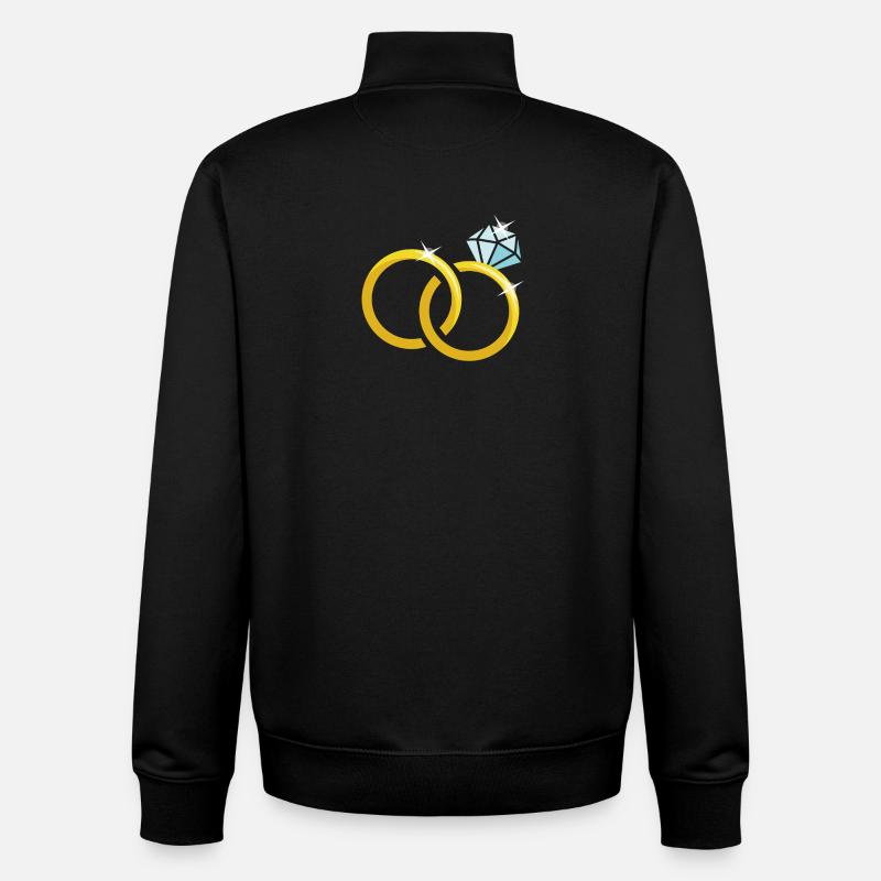 Goldene Eheringe mit Diamant - Unisex Organic Zip Sweatshirt von Stanley/Stella - Schwarz