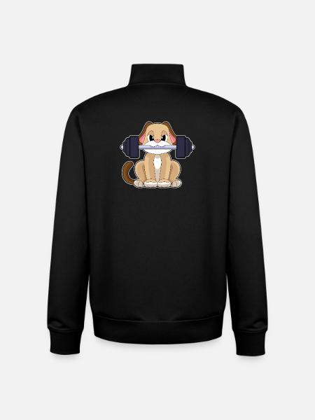 Dog Bodybuilder Barbell Bodybuilding - Unisex Organic Zip Sweatshirt by Stanley/Stella - black
