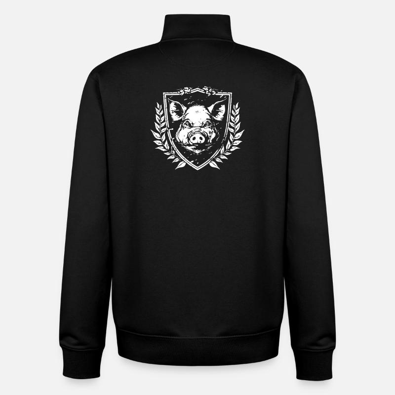 Blason : emblème du sanglier sauvage - Sweat zippé unisexe en coton bio Stanley/Stella - noir