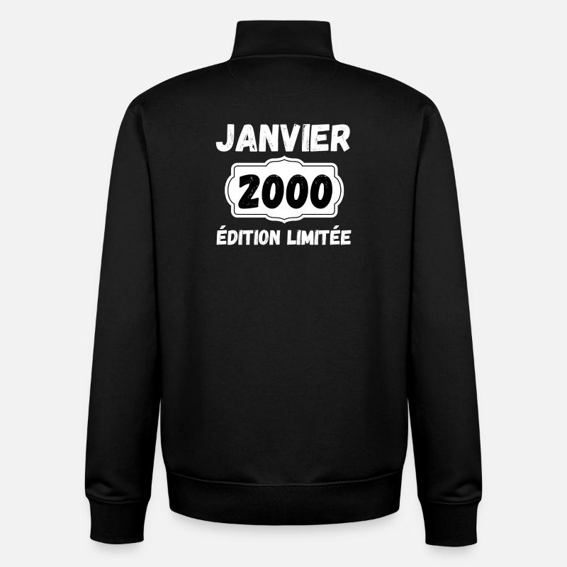 Januar 2000 26-jähriges Jubiläumsgeschenk Januar - Unisex Organic Zip Sweatshirt von Stanley/Stella - Schwarz