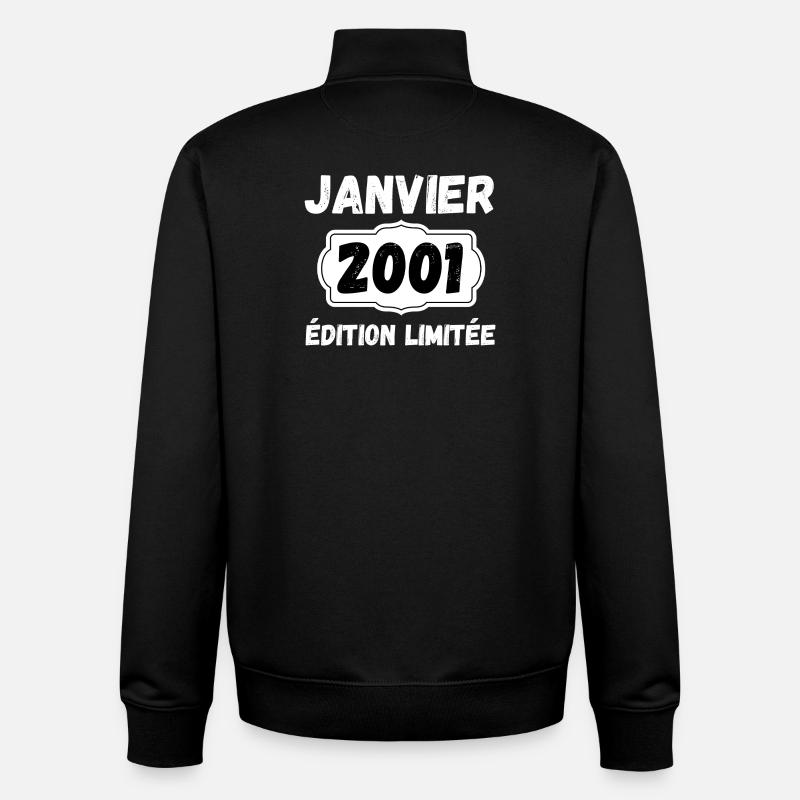 Janvier 2001 Édition Limitée Anniversaire - Sweat zippé unisexe en coton bio Stanley/Stella - noir