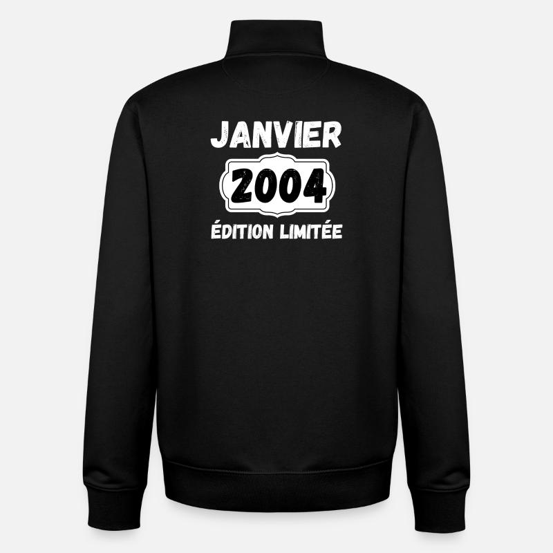 Janvier 2004 Édition Limitée Anniversaire - Sweat zippé unisexe en coton bio Stanley/Stella - noir