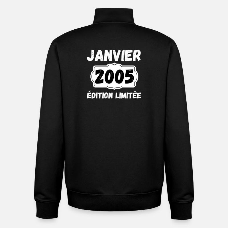 Janvier 2005 Édition Limitée Anniversaire - Sweat zippé unisexe en coton bio Stanley/Stella - noir